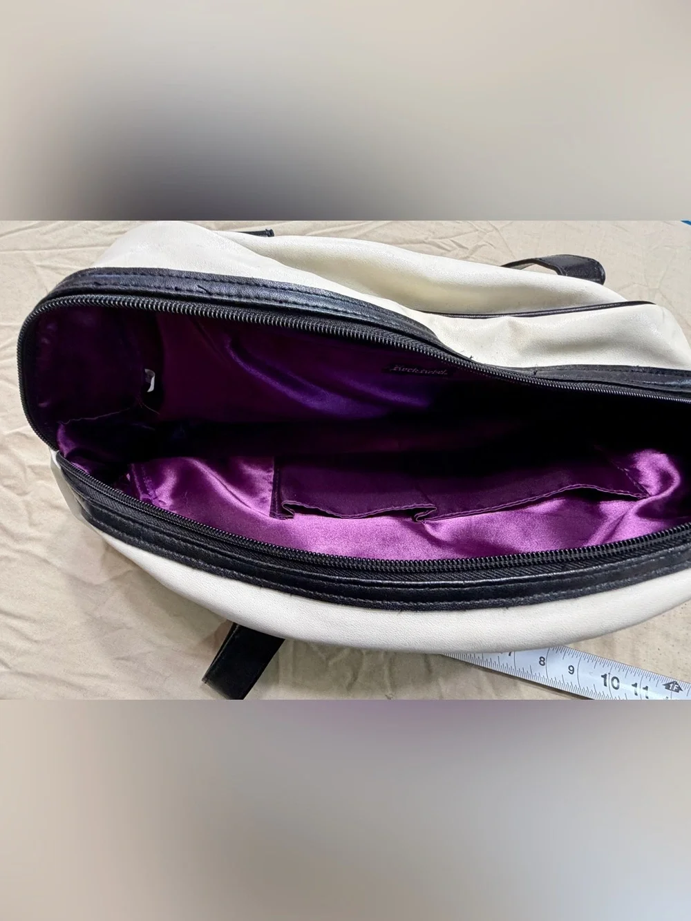 Rock Rebel Large Skull & Rose Satchel Top Handle Zip Bag Purple Lining Pockets